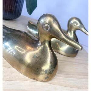 Vintage Brass Ducks Figurine Bookshelf Decor Retro Solid Brass Korea Metalware